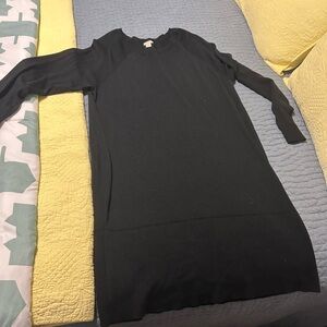 J. Crew Black Knee-Length Long Sleeve Sheath Dress